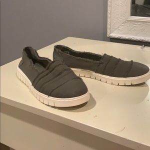 Green slide on shoes